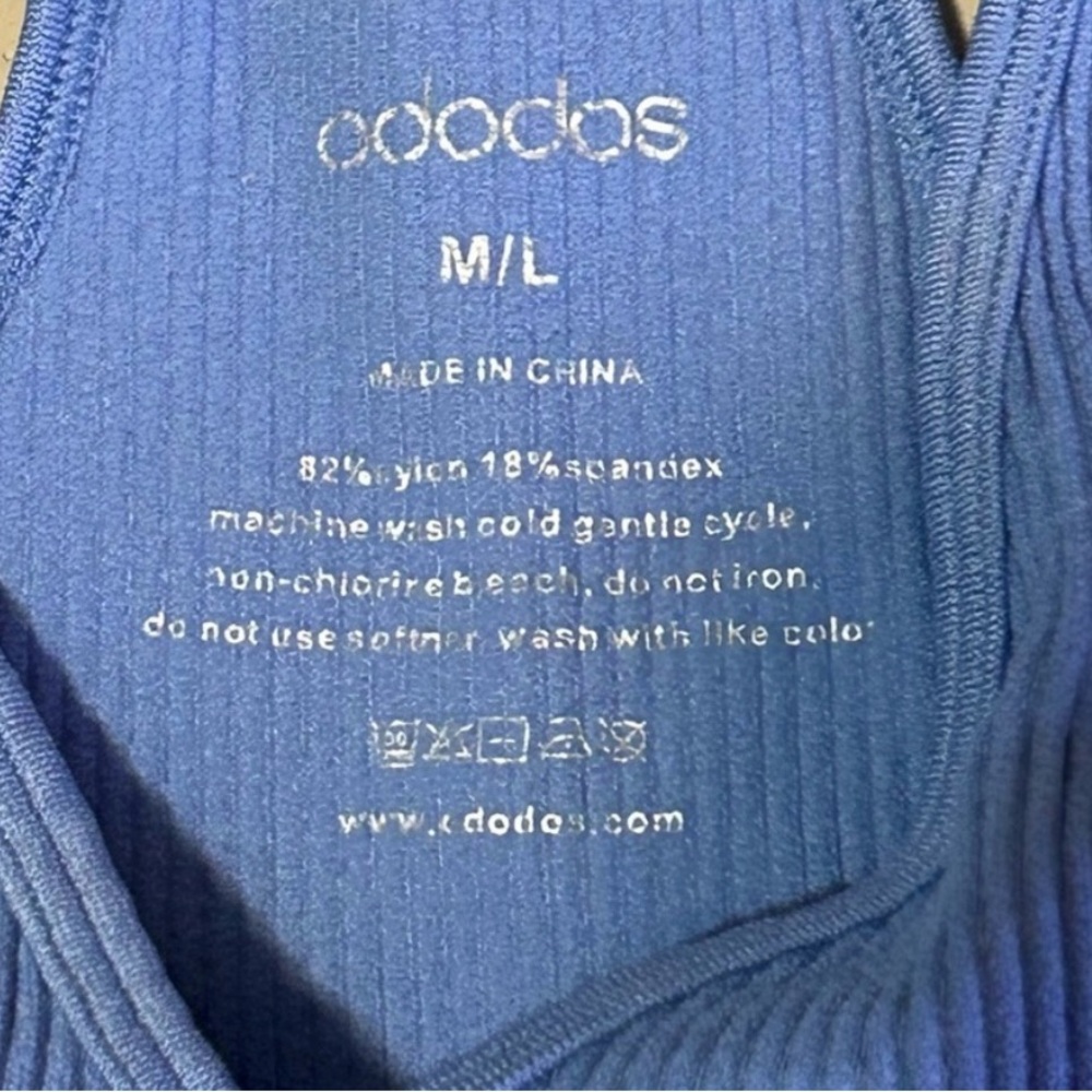 ODODOS Blue Ribbed Sports Bra. Size M/L - Picture 4 of 6